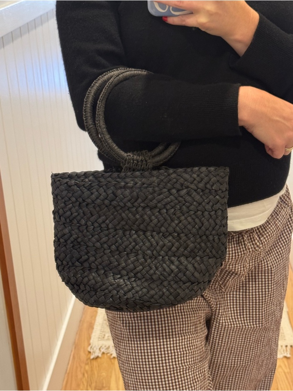 l*space Black Woven Round-Handle Mini Bag - Picture 5 of 5